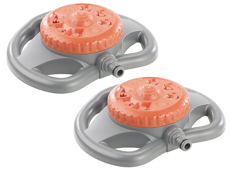 Royal Gardineer Sprinkler:2er-Set Kreis-Rasensprinkler, 8 Sprüh-Funktionen, Für Gartenschläuche