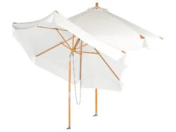Royal Gardineer Parasol-Sonnenschirm:2er-Set Neigbare Sonnenschirme Mit Holzgestell, Ø 3 M, Beige