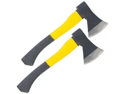 Semptec Holzspalter-Axt:2er-Set Universal-Beile Mit Fiberglas-Stiel & Gummiertem Griff, 600 G