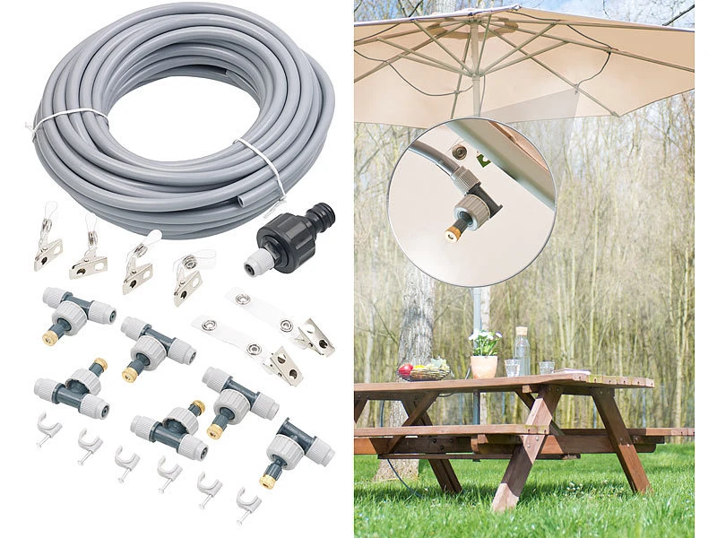 Royal Gardineer Wasserzerstäuber:Wasser-Zerstäuber-Set Mit 10-m-Schlauch Und 6 Bewegliche Metalldüsen