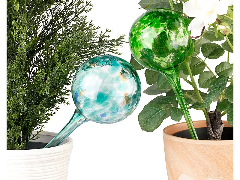 Royal Gardineer Blumen-Bewässerungskugel:2er -Set Gießfrei-Bewässerungs-Kugeln Aus Glas, Je 4 Stk., Ø 8,5 Cm – Bild 3