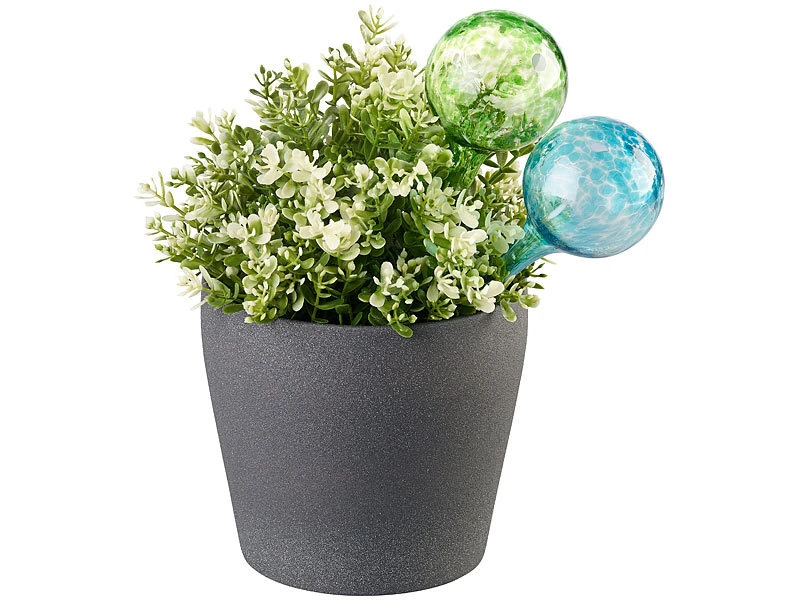 Royal Gardineer Gießstab:2er-Set Gießfrei-Bewässerungs-Kugeln Aus Glas, Je 4 Stk., Ø 6 Cm, Bunt – Bild 3