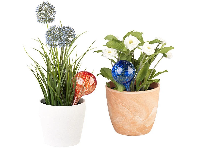 Royal Gardineer Gießstab:2er-Set Gießfrei-Bewässerungs-Kugeln Aus Glas, Je 4 Stk., Ø 6 Cm, Bunt – Bild 4