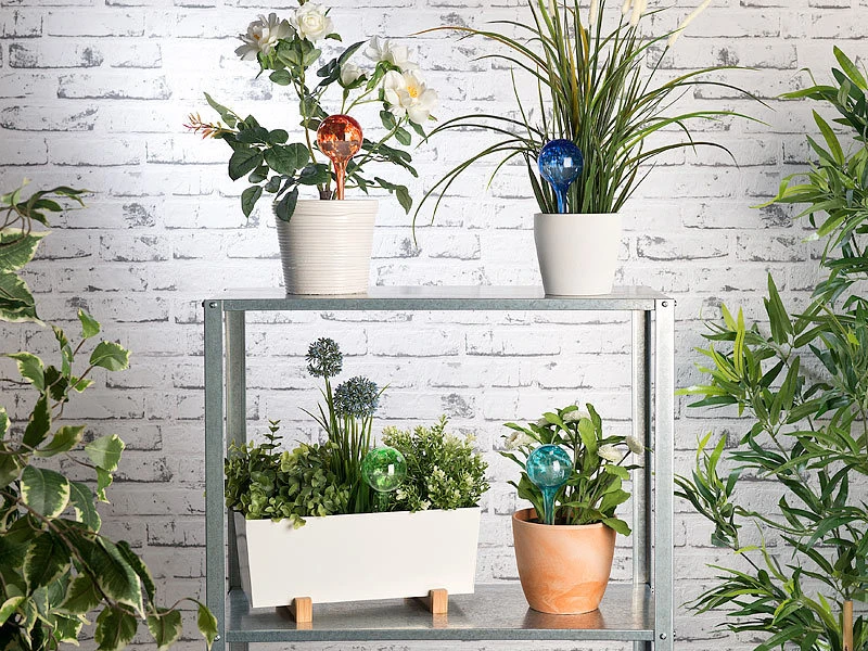 Royal Gardineer Gießstab:2er-Set Gießfrei-Bewässerungs-Kugeln Aus Glas, Je 4 Stk., Ø 6 Cm, Bunt – Bild 5