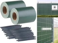 Royal Gardineer Windschutzfolie:2er-Set Sichtschutzfolie Für Stabmattenzaun, 56 Klemmen, 35 M X 19 Cm