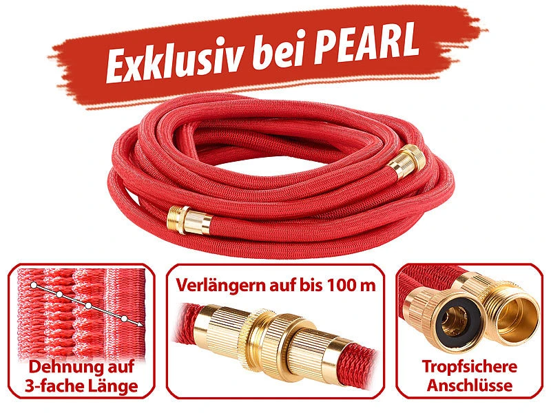 Royal Gardineer Flexschlauch:Dehnbarer Profi-Gartenschlauch PRO.V5 Mit Alu-Anschlüssen, 10 - 30 M – Bild 2