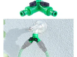 Royal Gardineer Schlauchkupplung:2-Wege-Wasserhahn-Adapter Mit 2 Ventilen Für Gartenschläuche