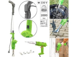 Royal Gardineer Unkrautverbrenner:Elektro 6in1-Unkrautvernichter & Grillanzünder, 80 & 650 °C, 2.000 W