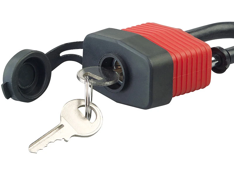 AGT Fahrradschloss Kabel:2er Pack Wetterfestes Profi-Stahlseil Mit Vorhängeschloss, 5m, Ø 1cm – Bild 5