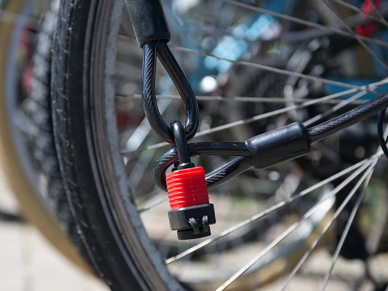 AGT Fahrradschloss Kabel:2er Pack Wetterfestes Profi-Stahlseil Mit Vorhängeschloss, 5m, Ø 1cm – Bild 6