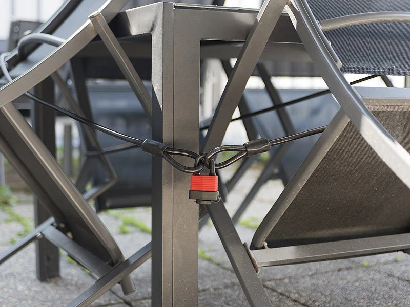 AGT Fahrradschloss Kabel:2er Pack Wetterfestes Profi-Stahlseil Mit Vorhängeschloss, 5m, Ø 1cm – Bild 4