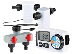 Royal Gardineer Bewässerungs-Steuergerät:Digitaler Bewässerungscomputer Mit Display Und 2 Schlauch-Anschlüssen