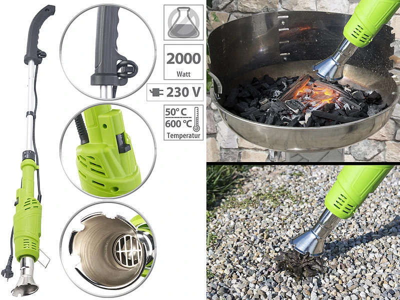 Royal Gardineer Unkrautbrenner:Elektrischer 3in1-Unkrautvernichter, 2 Hitzestufen Bis 600 °C, 2.000 W 3 Royal Gardineer Unkrautbrenner:Elektrischer 3in1-Unkrautvernichter, 2 Hitzestufen Bis 600 °C, 2.000 W