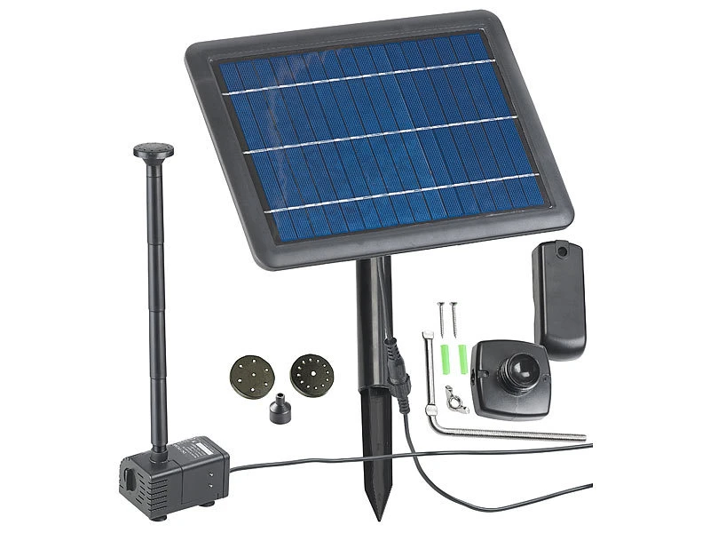 Royal Gardineer Solar Wasserpumpe:Teich- Und Springbrunnen-Pumpe Mit 4-Watt-Solarpanel Und Akkubetrieb