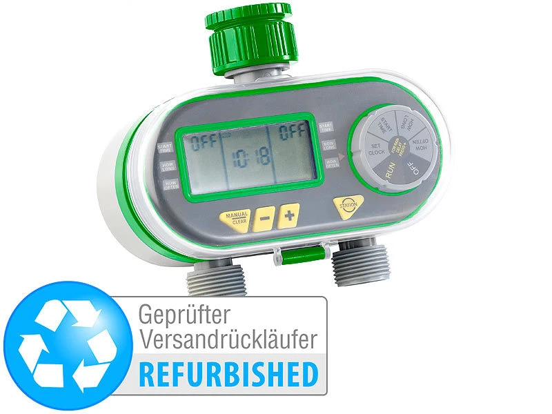Royal Gardineer Digitale Wasseruhr:Digitaler Bewässerungscomputer Mit 2 Anschlüssen (refurbished)