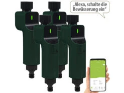Royal Gardineer ZigBee Wasserventile:4er-Set Zigbee-Bewässerungscomputer Mit Ventil, App- & Sprachsteuerung