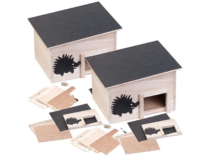 Royal Gardineer Igel HolzbausÀtze Kinder:2er-Set Wetterfestes Igelhaus Aus Unbehandeltem Echtholz, Bausatz