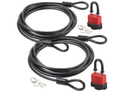 AGT Fahrradschloss Kabel:2er Pack Wetterfestes Profi-Stahlseil Mit Vorhängeschloss, 5m, Ø 1cm