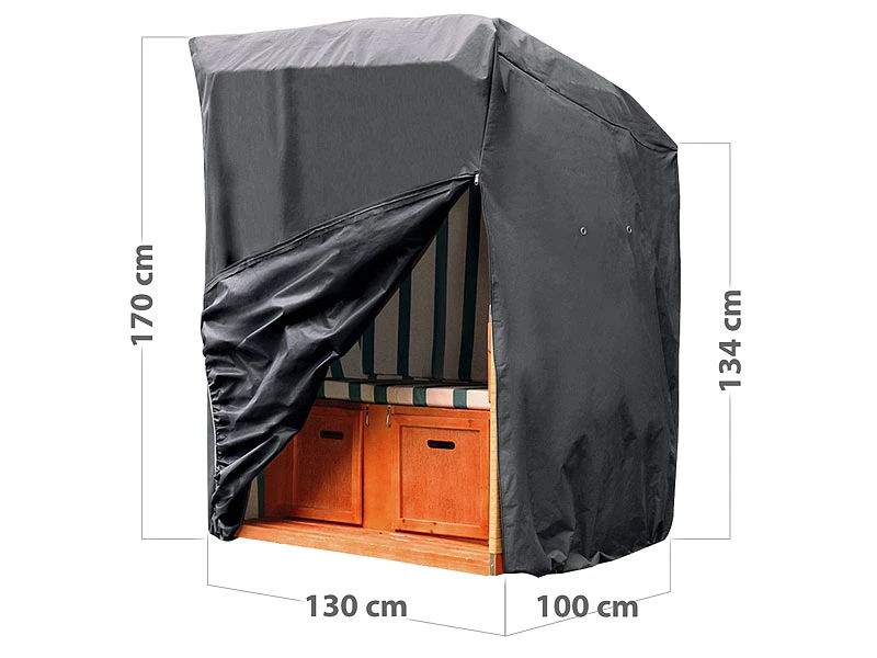 Royal Gardineer Strandkorbplane:Strandkorb-Abdeckplane, 420 D Oxford-Gewebe, 130x170x100 Cm, 170 G/m² – Bild 3