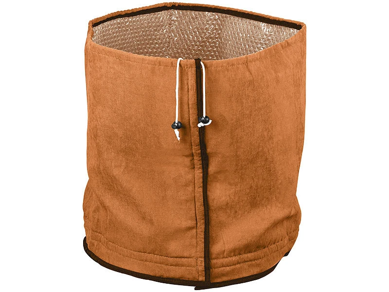 Royal Gardineer Winterschutzvlies:4er-Set Thermo-Topfschutz Für Pflanzen, 40x40 Cm, Mit Drainage, Braun – Bild 7