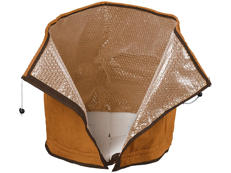 Royal Gardineer Kübelabdeckung:2er Set Thermo-Topfschutz Für Pflanzen,40 X 40 Cm,mit Drainage,braun – Bild 3