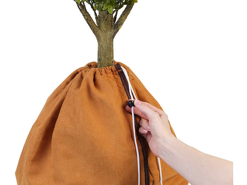 Royal Gardineer Winterschutzvlies:4er-Set Thermo-Topfschutz Für Pflanzen, 40x40 Cm, Mit Drainage, Braun – Bild 4