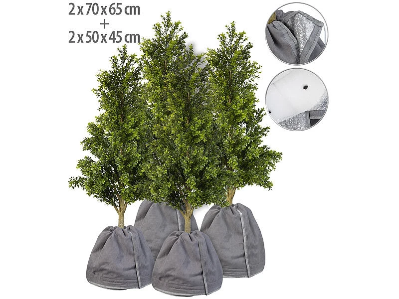 Royal Gardineer Thermotopfschutz:4er-Set Thermo-Topfschutz Für Pflanzen, Je 2x 50 X 45 Cm & 70 X 65 Cm