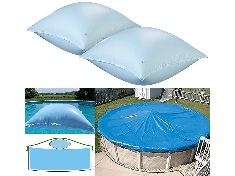 Infactory Luftkissen Gartenpool:2er-Set Aufblasbare Luftkissen Mit Ösen Für Pool-Abdeckplanen
