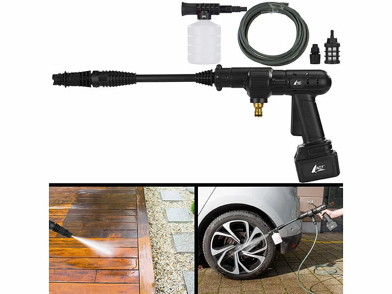 AGT Akku Hochdruckreiniger:Mobiler Akku-Druckreiniger Mit Schaumdüse, 30bar, 33W, 1.500mAh, 22V