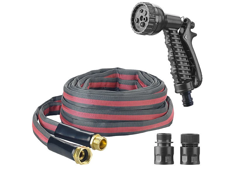 Royal Gardineer Textilschlauch:UV-bestĂ€ndiger Textil-Gartenschlauch Mit Brause, 2 Strahlarten, 10 M â Bild 2