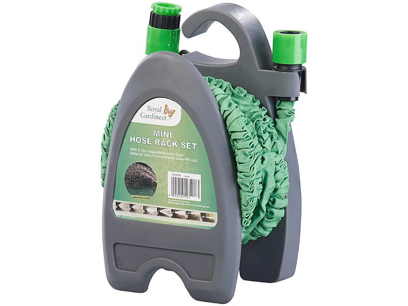 Royal Gardineer Schlauch:Dehnbarer Gartenschlauch PRO.V3 Mit Brause Und Wandhalter, 5-15 M – Bild 4