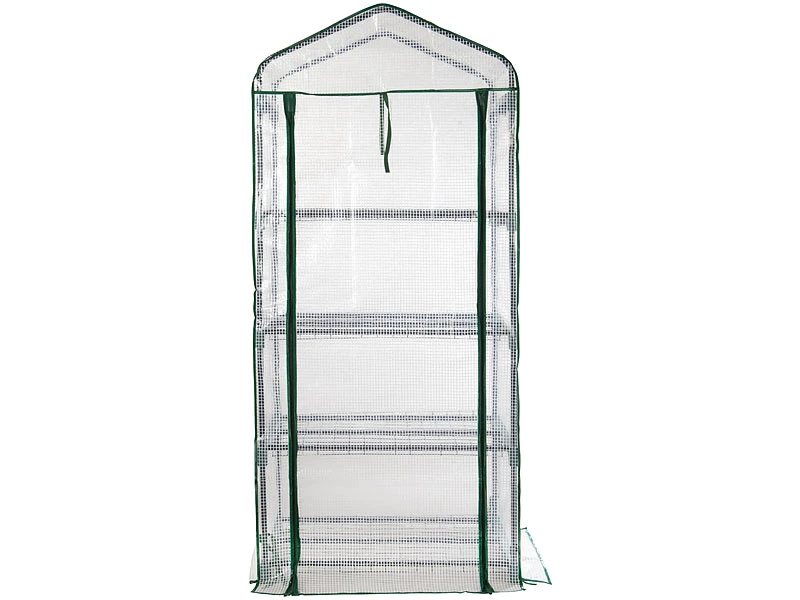 Royal Gardineer Tomaten-Gewächshaus:2er-Set Folien-Gewächshäuser, 4 Etagen, Aufroll-Tür, 69x160x49cm, Weiß – Bild 7