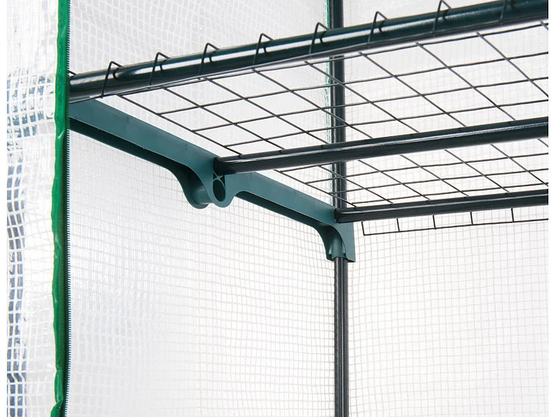 Royal Gardineer Tomaten-Gewächshaus:2er-Set Folien-Gewächshäuser, 4 Etagen, Aufroll-Tür, 69x160x49cm, Weiß – Bild 4