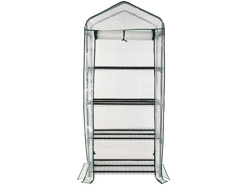 Royal Gardineer Tomaten-Gewächshaus:2er-Set Folien-Gewächshäuser, 4 Etagen, Aufroll-Tür, 69x160x49cm, Weiß – Bild 6