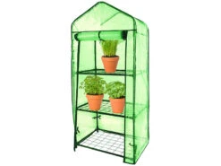 Royal Gardineer Gewächshaus Ablage:2er-Set Folien-Gewächshäuser, 4 Etagen, Aufroll-Tür, 69x160x49cm, Grün