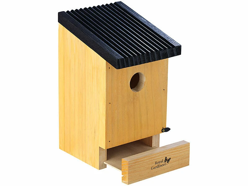Royal Gardineer Holznistkasten:4er-Set Tannenholz-Nistkästen Für Wildvögel, 22x14x12 Cm, Vormontiert – Bild 8