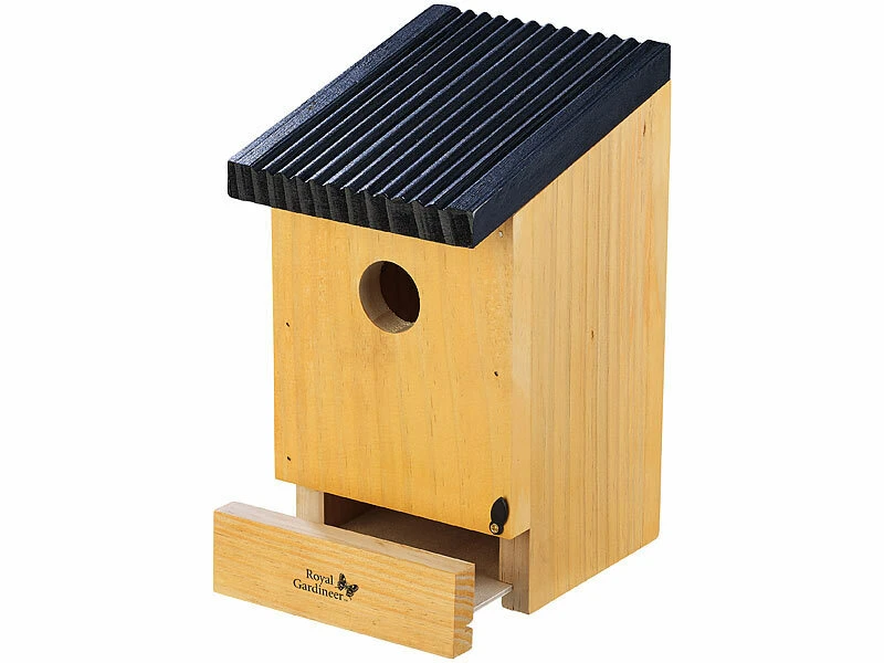 Royal Gardineer Holznistkasten:4er-Set Tannenholz-Nistkästen Für Wildvögel, 22x14x12 Cm, Vormontiert – Bild 6