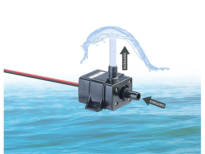 Royal Gardineer Kleine Wasserpumpe:Mini-Wasserpumpe Mit 240 L/Std., Bis 3 M Förderhöhe, 12 V, 4,8 W – Bild 2