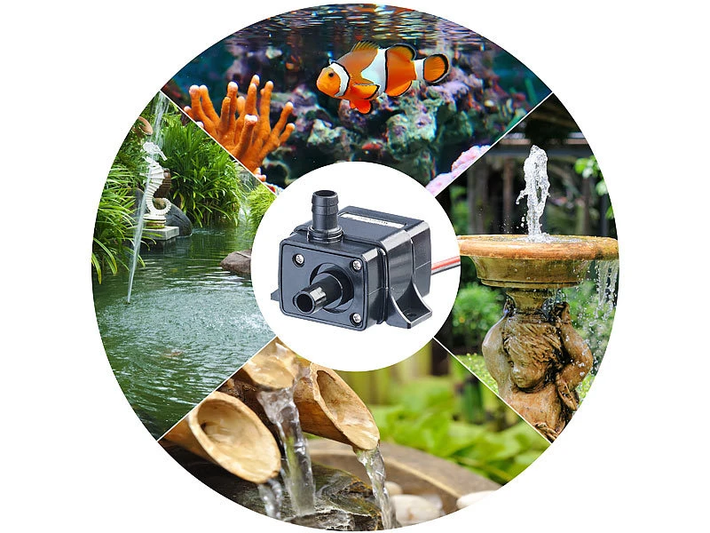 Royal Gardineer Kleine Wasserpumpe:Mini-Wasserpumpe Mit 240 L/Std., Bis 3 M Förderhöhe, 12 V, 4,8 W – Bild 4