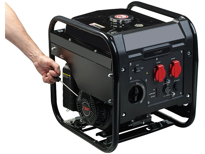 Revolt Inverter Stromerzeuger:Benzin-Inverter-Generator, 3.800 W, 2x 230 V, 1x 12 V, 2x USB, 12 L – Bild 6