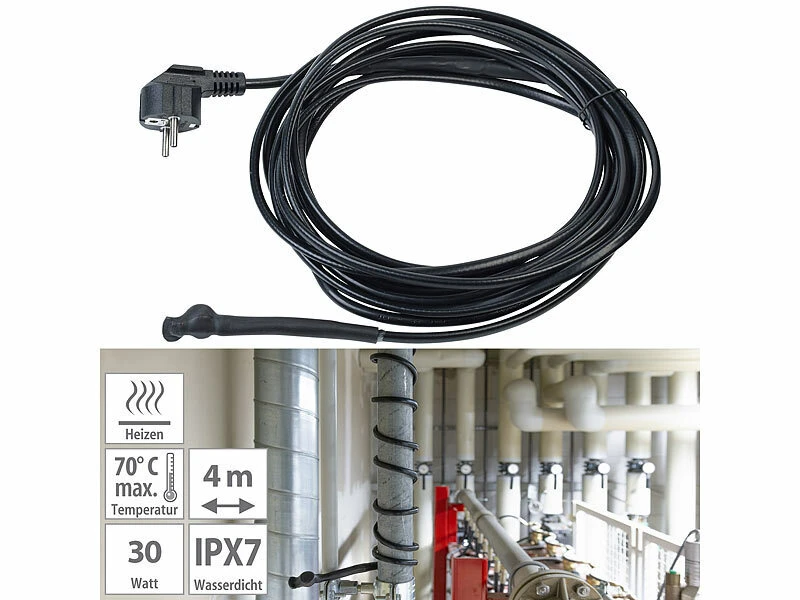 Royal Gardineer Palmen-Heizung:Frostschutzkabel Mit Thermostat, 4 M Heizkabel, 60 Watt, IPX7