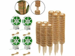 Royal Gardineer Rankhilfe Zimmerpflanze:8er-Set Rankhilfen Aus Kokosfaser & Holz, 2x40 Cm, 2x30 Cm, Juteschnur